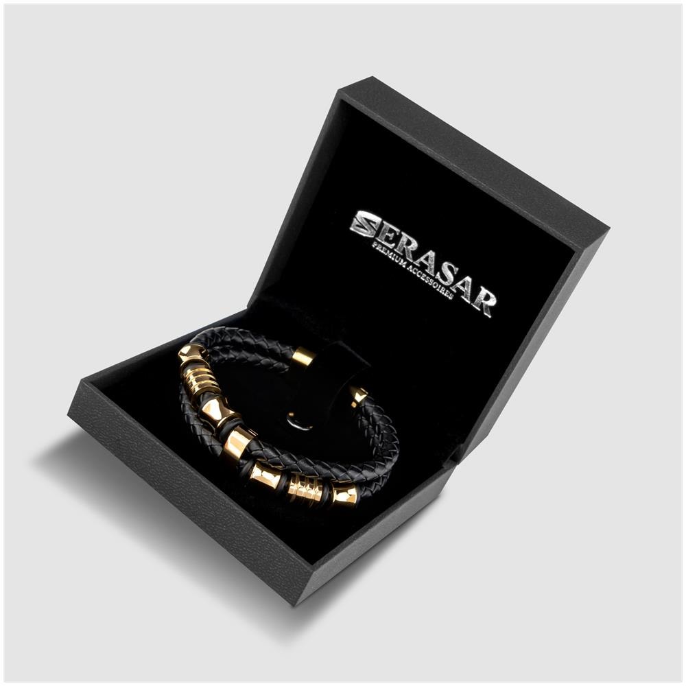 Bracciale in Pelle da Uomo, ""Spirit"", 17cm, Oro - Foto 6