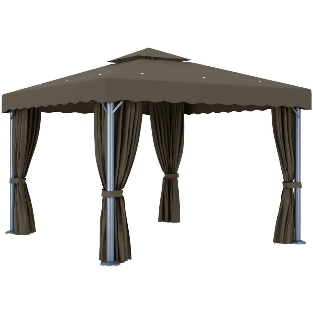 Gazebo Con Tende 3x3 Cm Grigio Talpa In Alluminio - Foto 1