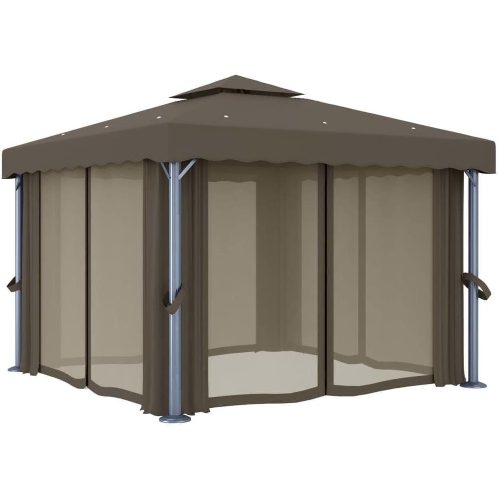 Gazebo Con Tende 3x3 Cm Grigio Talpa In Alluminio - Foto 2