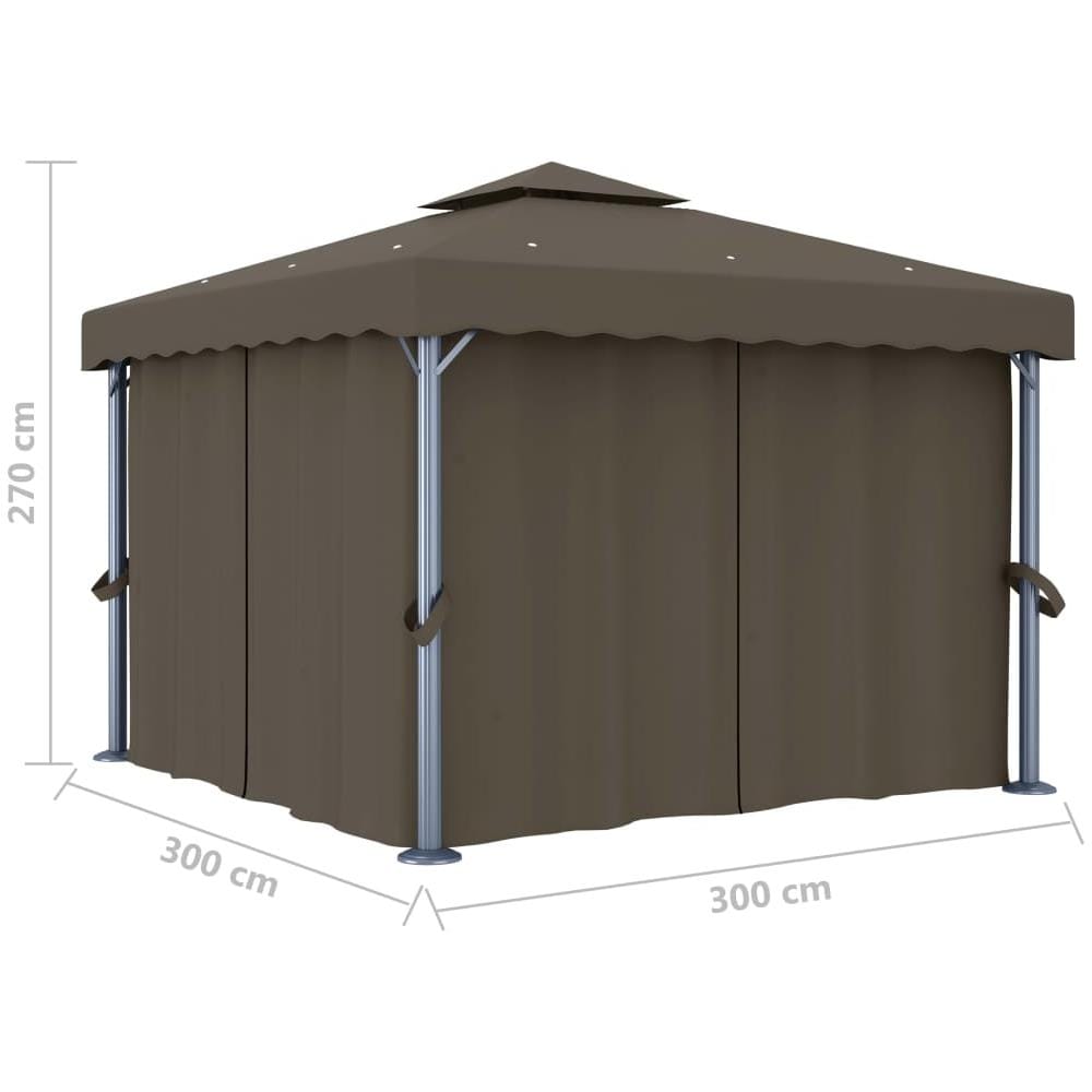 Gazebo Con Tende 3x3 Cm Grigio Talpa In Alluminio - Foto 6