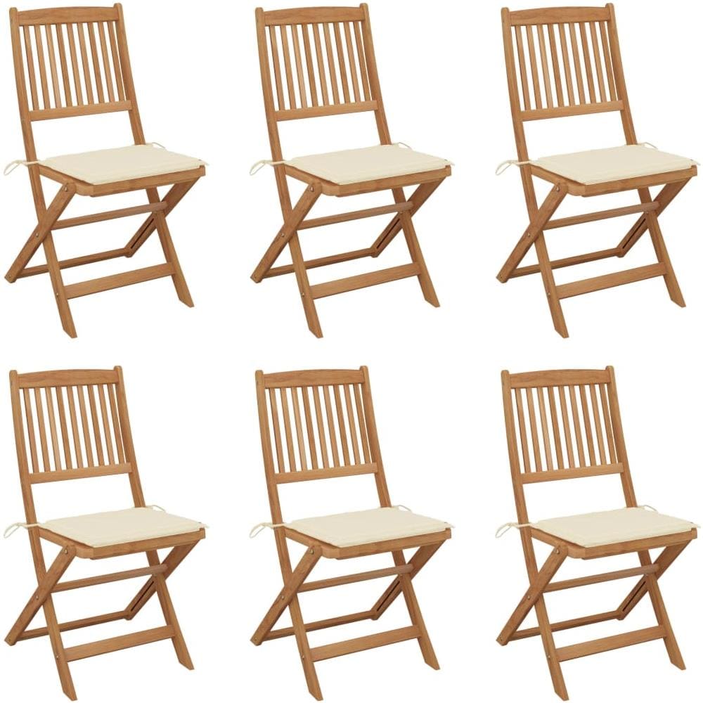 Sedie Da Giardino Pieghevoli 6 Pz Con Cuscini Massello Acacia - Foto 1
