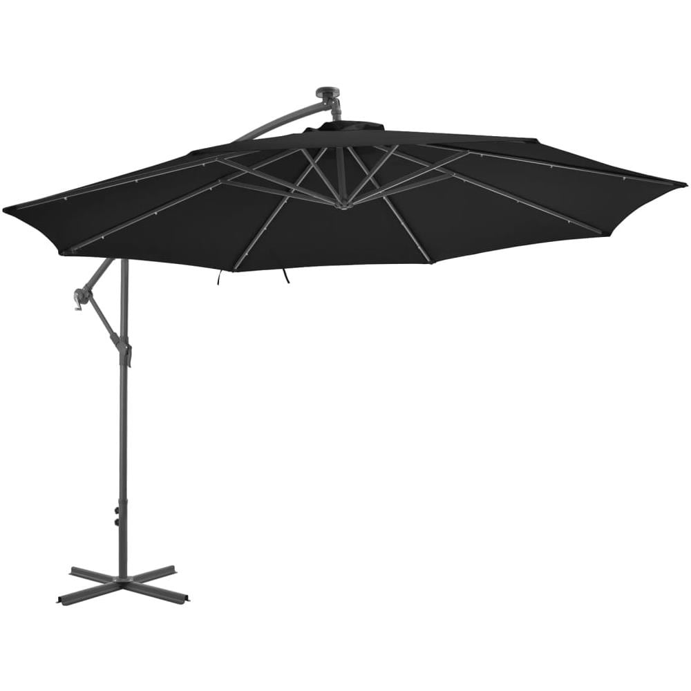 Ombrellone a Sbalzo con Luci LED Nero 350 cm - Foto 1