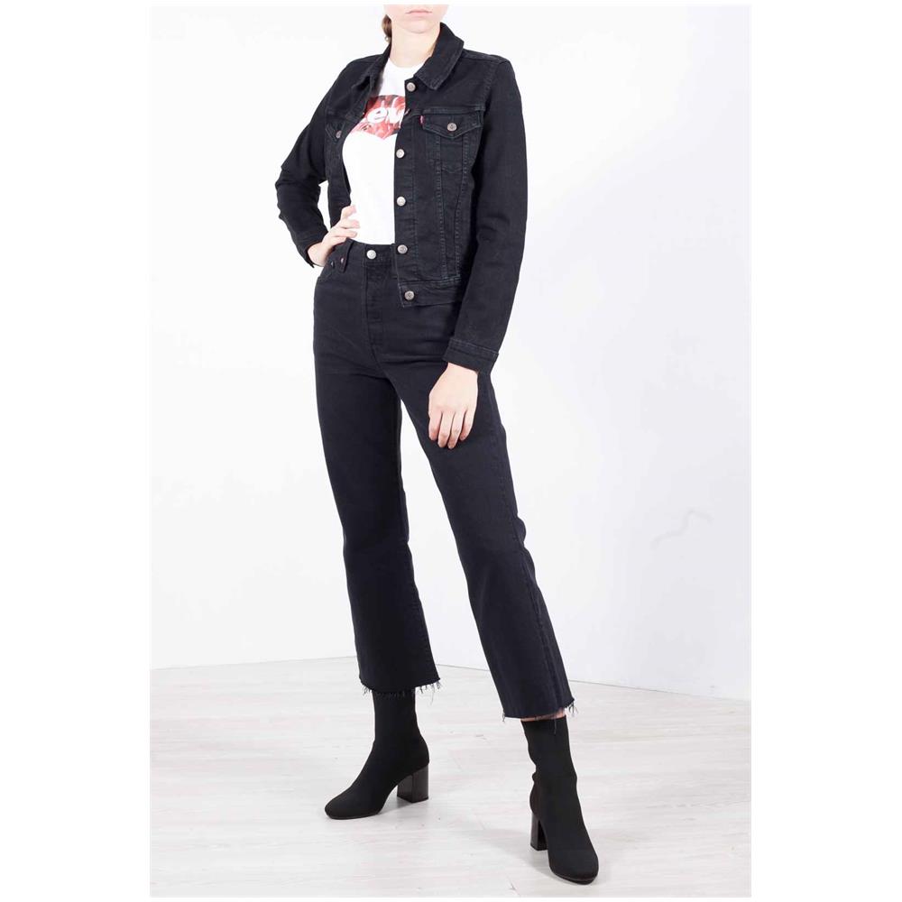 Giubbotto Trucker Donna In Denim Nero - Foto 1