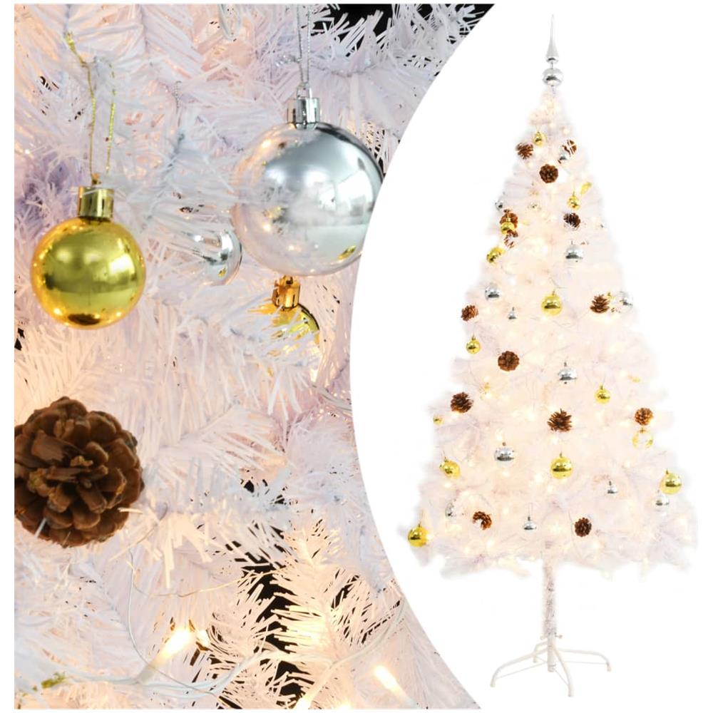 Albero di Natale Preilluminato con Palline Bianco 180 cm - Foto 1