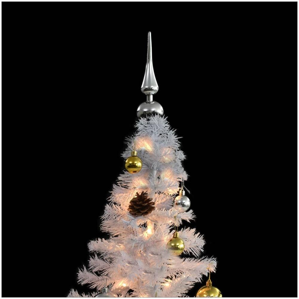 Albero di Natale Preilluminato con Palline Bianco 180 cm - Foto 3