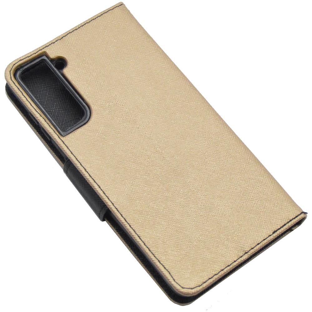 Maxy Custodia Book Orizzontale Silicone Case Per Samsung Galaxy S21 5g G991 Gold-black - Foto 2