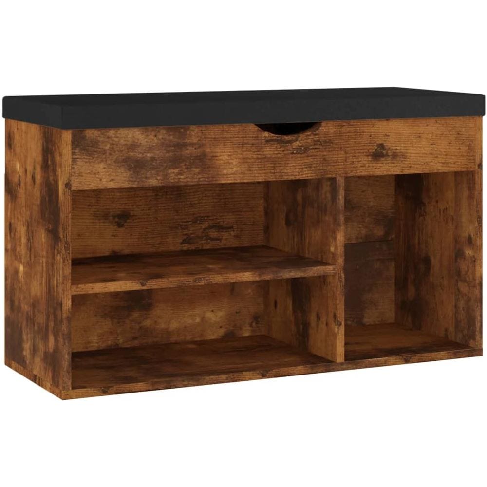 Panca Porta Scarpe Cuscino Rovere Fumo 80x30x47cm Multistrato - Foto 1