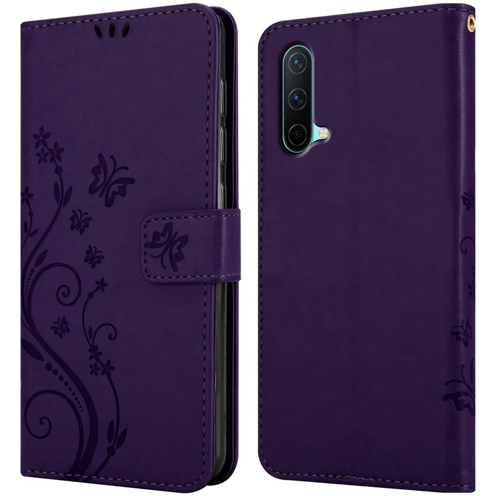 Custodia Compatibile Con Oneplus Nord Ce 5g In Lilla Scuro Fiore - Coperchio Protettivo In Design Floreale Con Chiusura Magnetica, Funzione Stand E Slot Per Carte - Foto 7