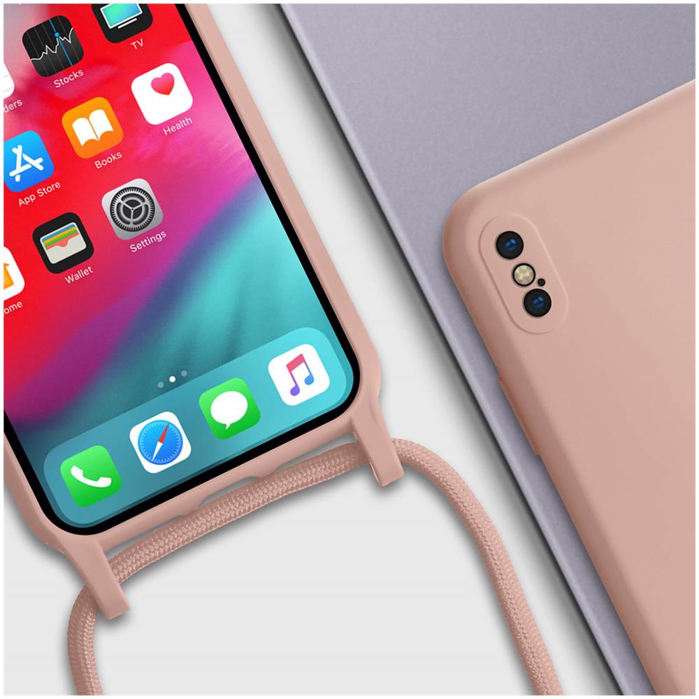 Cover Semirigida Per Iphone X / Xs Cordino Nylon 80 Cm Rosa Chiaro - Foto 2