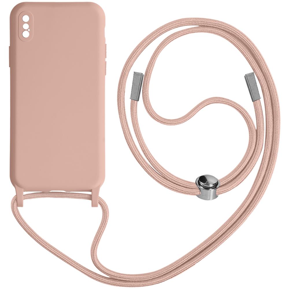 Cover Semirigida Per Iphone X / Xs Cordino Nylon 80 Cm Rosa Chiaro - Foto 1