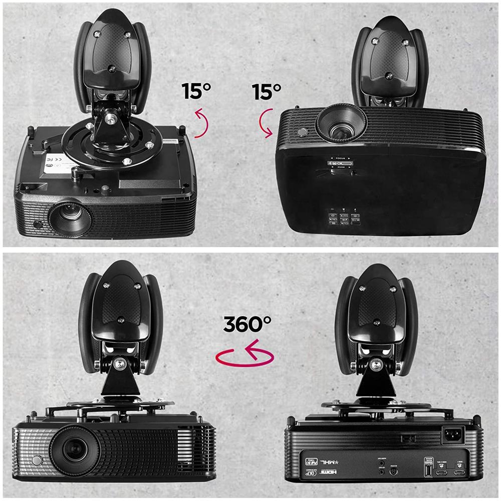 Pb010xm Supporto Universale Per Proiettore 15kg Estendibile Da 385mm A 600mm Montaggio Parete / Muro Staffa Videoproiettore Per Casa Ufficio Sale Riunioni - Foto 6