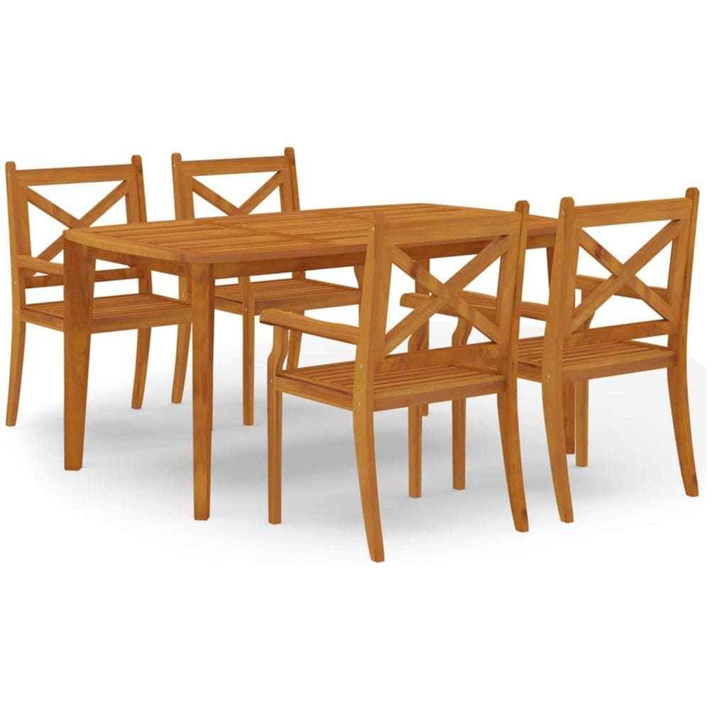 Set Da Pranzo Per Giardino 5 Pz In Legno Massello Di Acacia - Foto 2