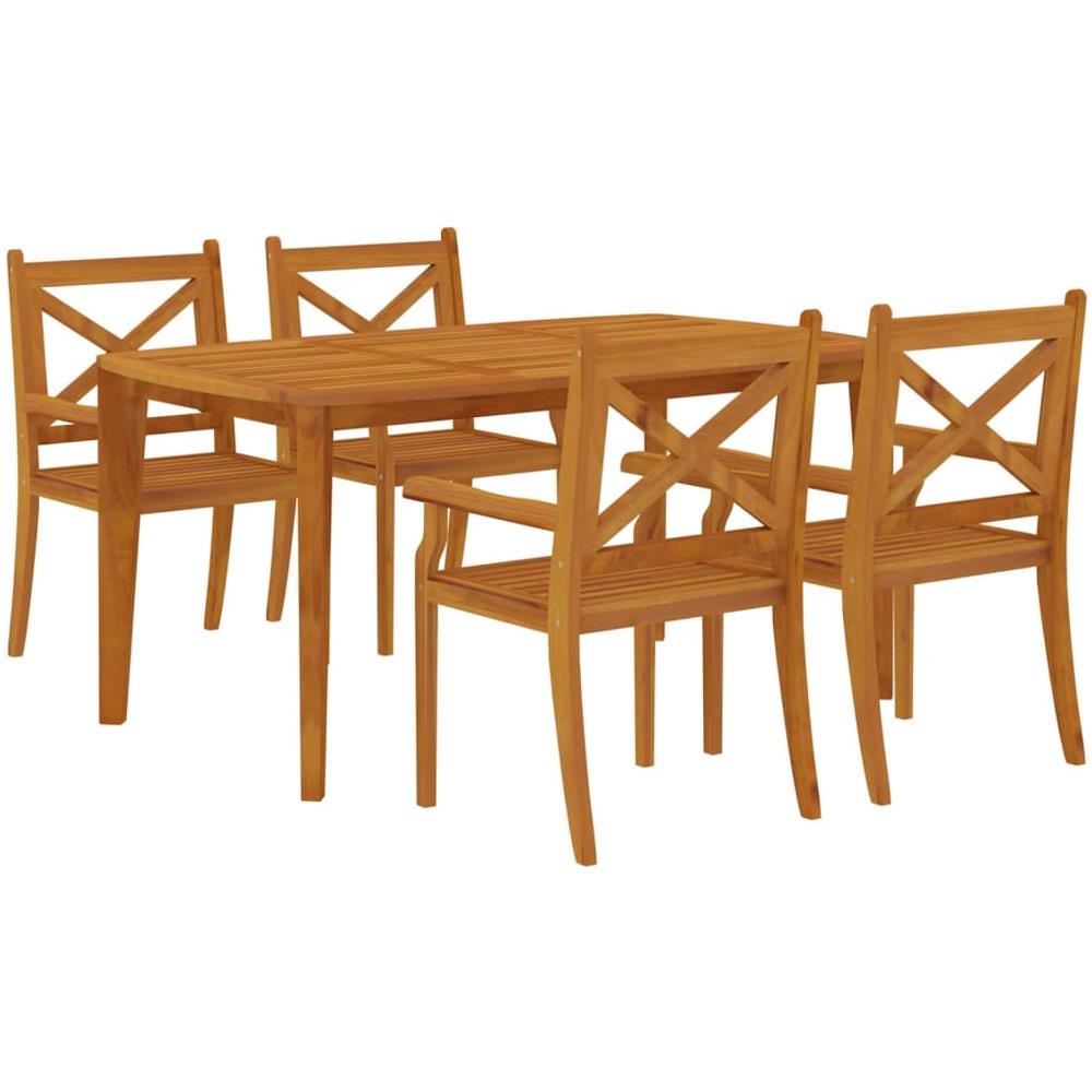 Set Da Pranzo Per Giardino 5 Pz In Legno Massello Di Acacia - Foto 3