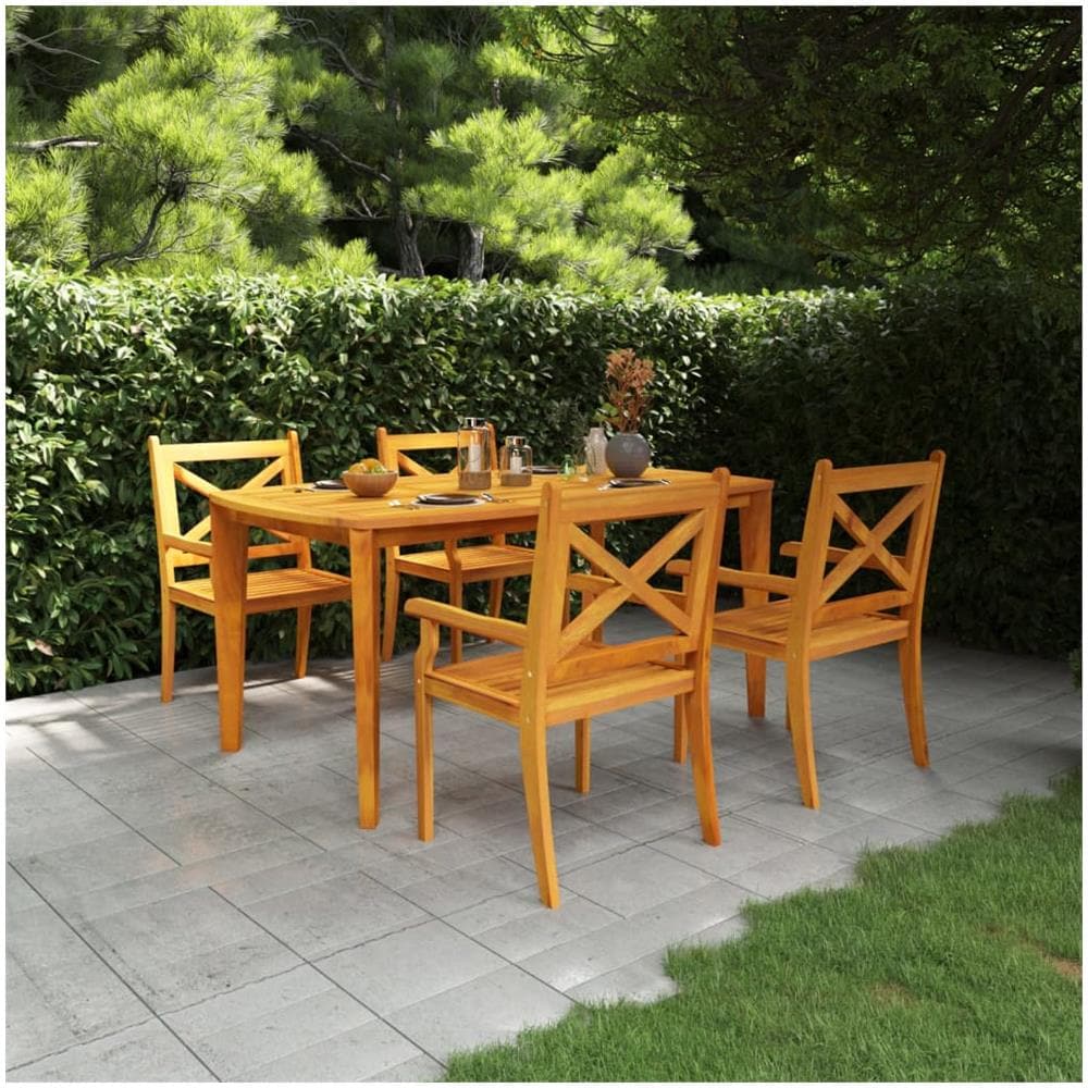Set Da Pranzo Per Giardino 5 Pz In Legno Massello Di Acacia - Foto 1
