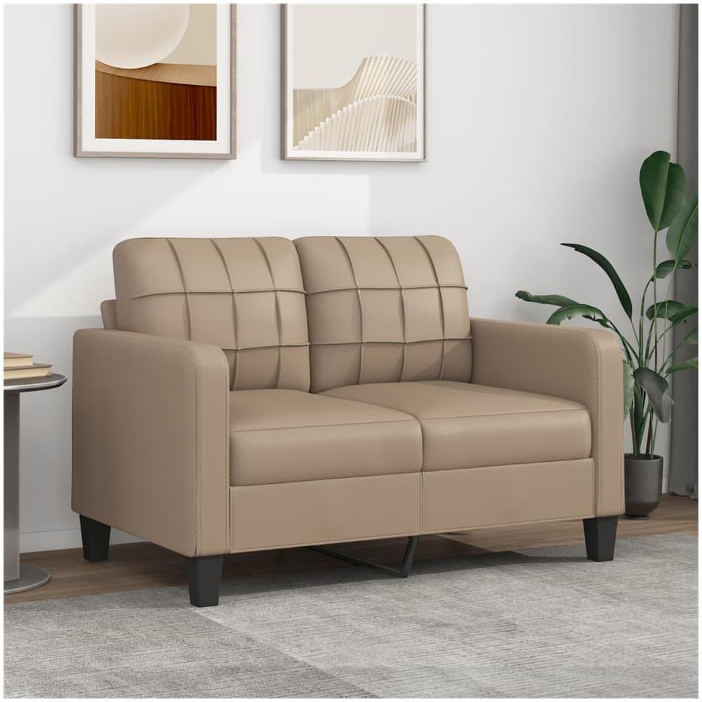 Divano A 2 Posti Cappuccino 140 Cm In Similpelle - Foto 1