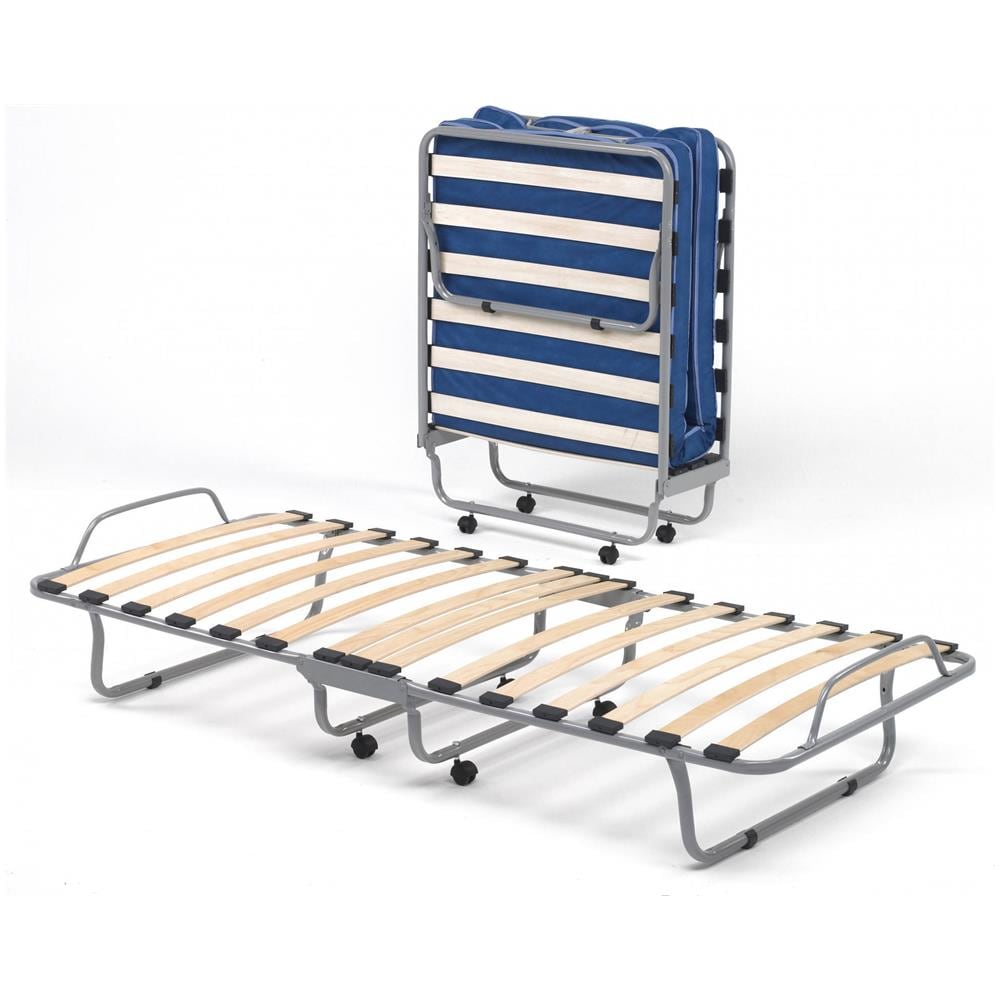 Letto Pieghevole Betta, Brandina Singola Ortopedico E Pieghevole, 100% Made In Italy, Branda Con Cover In Ecopelle, Con Materasso Cm 80x190 Incluso, Tortora - Foto 1