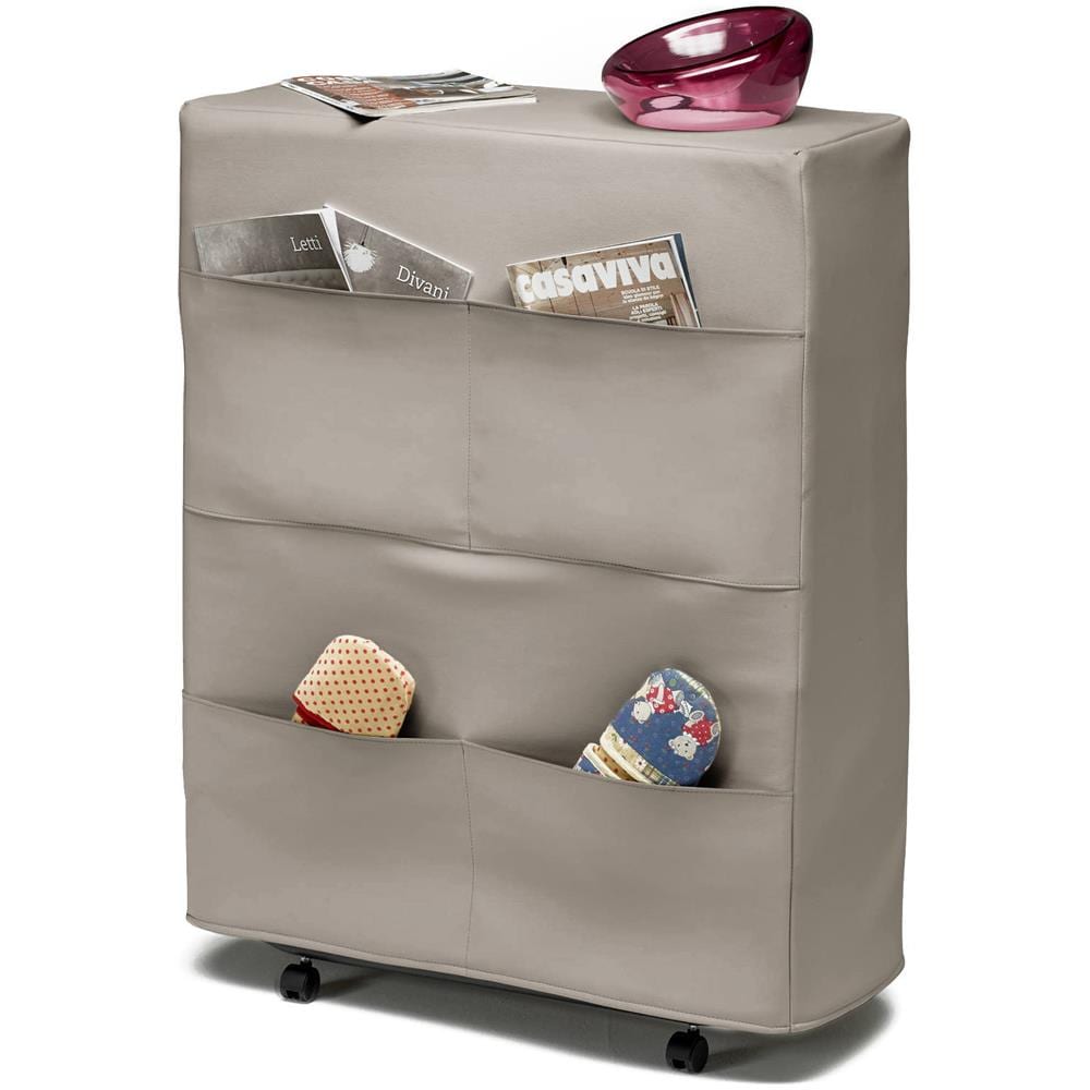 Letto Pieghevole Betta, Brandina Singola Ortopedico E Pieghevole, 100% Made In Italy, Branda Con Cover In Ecopelle, Con Materasso Cm 80x190 Incluso, Tortora - Foto 2