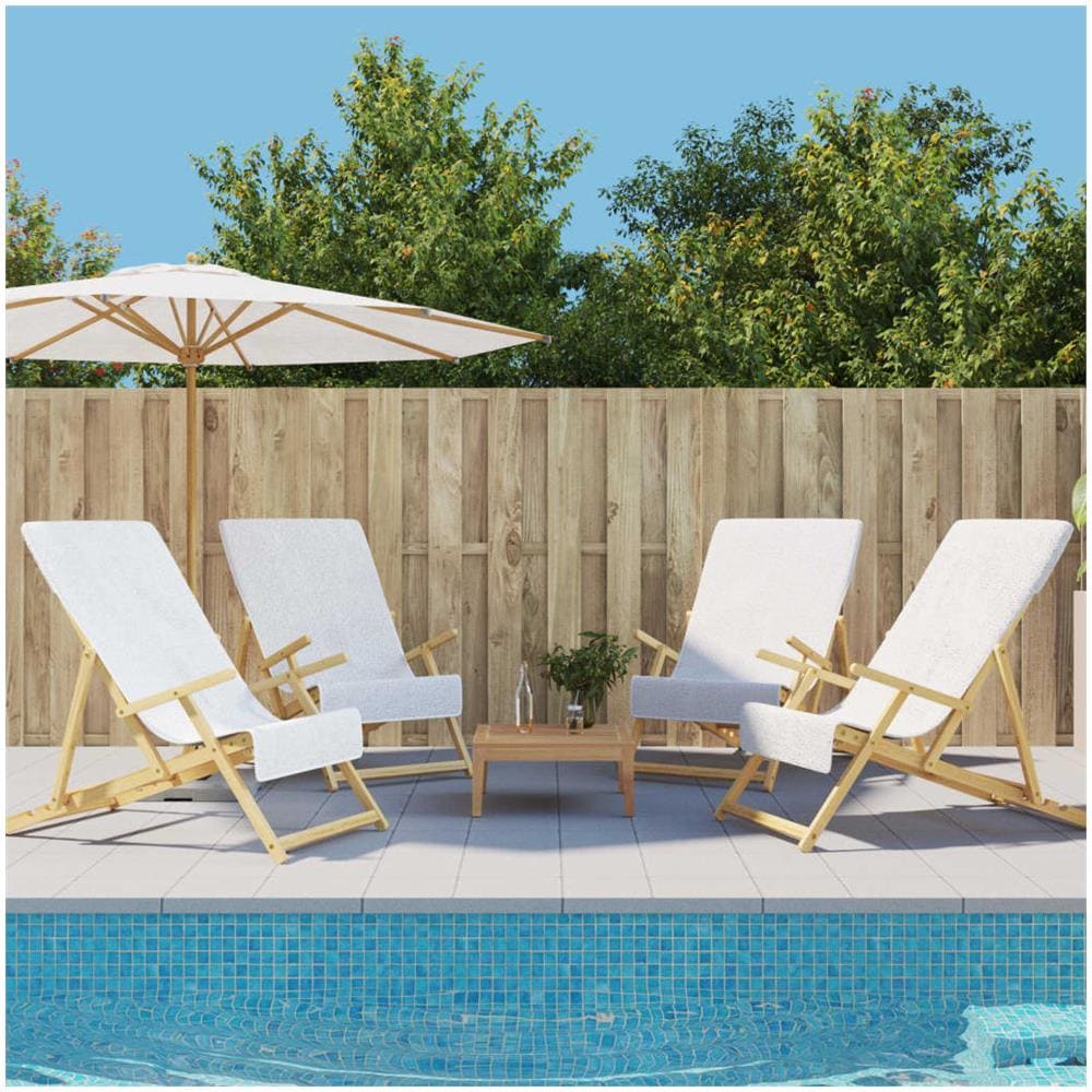 Asciugamani Da Spiaggia 4 Pz Bianchi 60x135 Cm Tessuto 400 Gsm - Foto 1