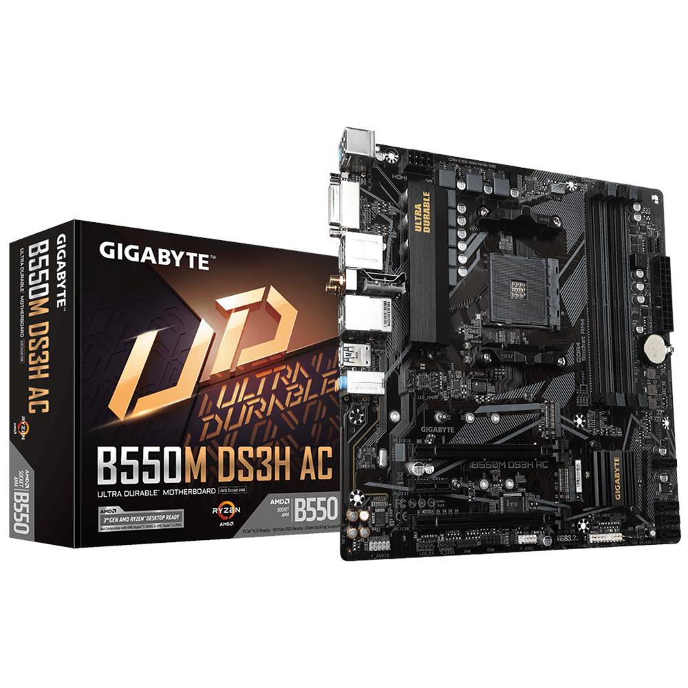 B550M DS3H AC AMD B550 Socket AM4 micro ATX - Foto 1