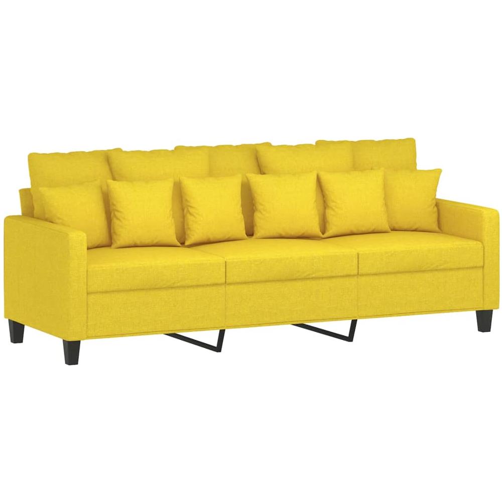 Divano A 3 Posti Giallo Chiaro 180 Cm In Tessuto - Foto 2