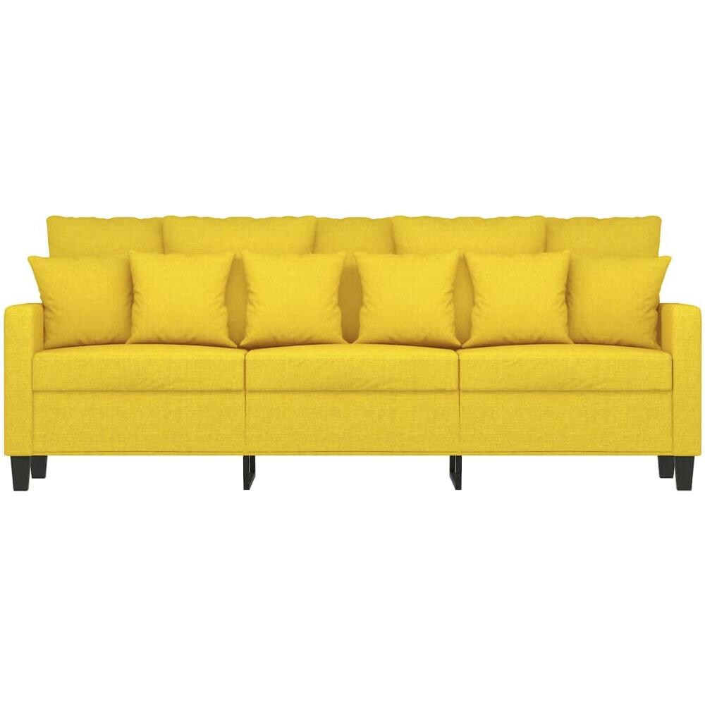 Divano A 3 Posti Giallo Chiaro 180 Cm In Tessuto - Foto 3