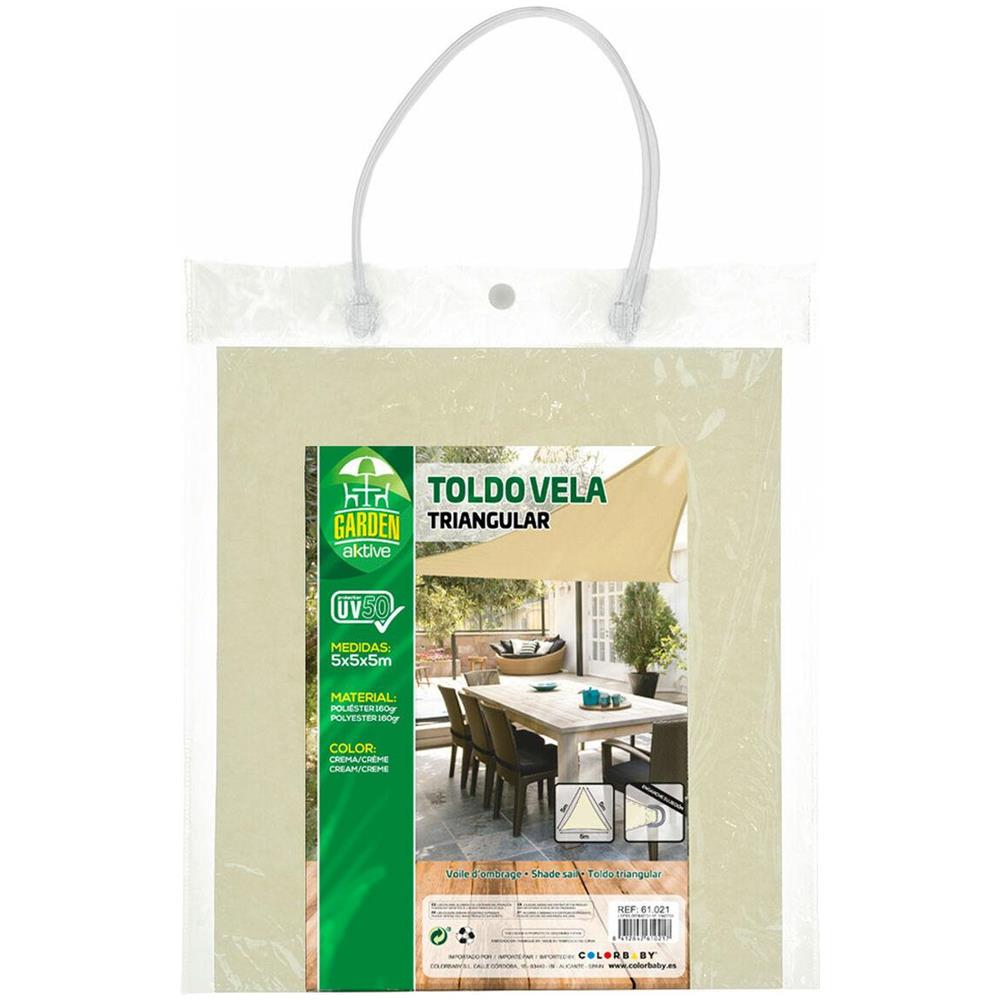Tenda Aktive Triangolare 500 X 500 Cm Poliestere Crema (4 Unità) - Foto 4