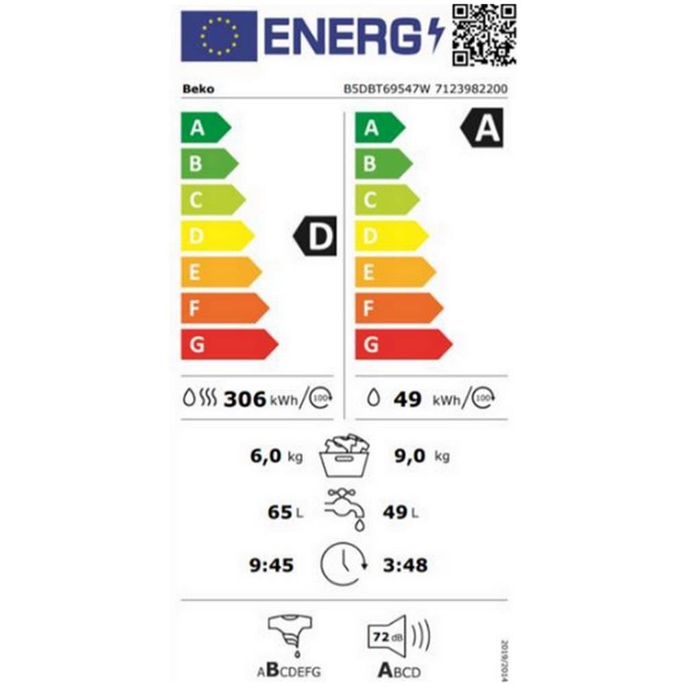 Lavasciuga da Incasso B5DBT69547W Bianca 9/6 Kg Classe D Centrifuga 1400 giri - Foto 2