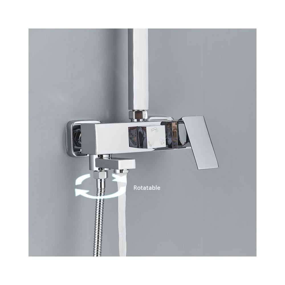 Colonna doccia, Blackswan, Tipo M123, modello cromato lucido regolabile, con bocca girevole e mensola, misura 25 cm - Foto 2