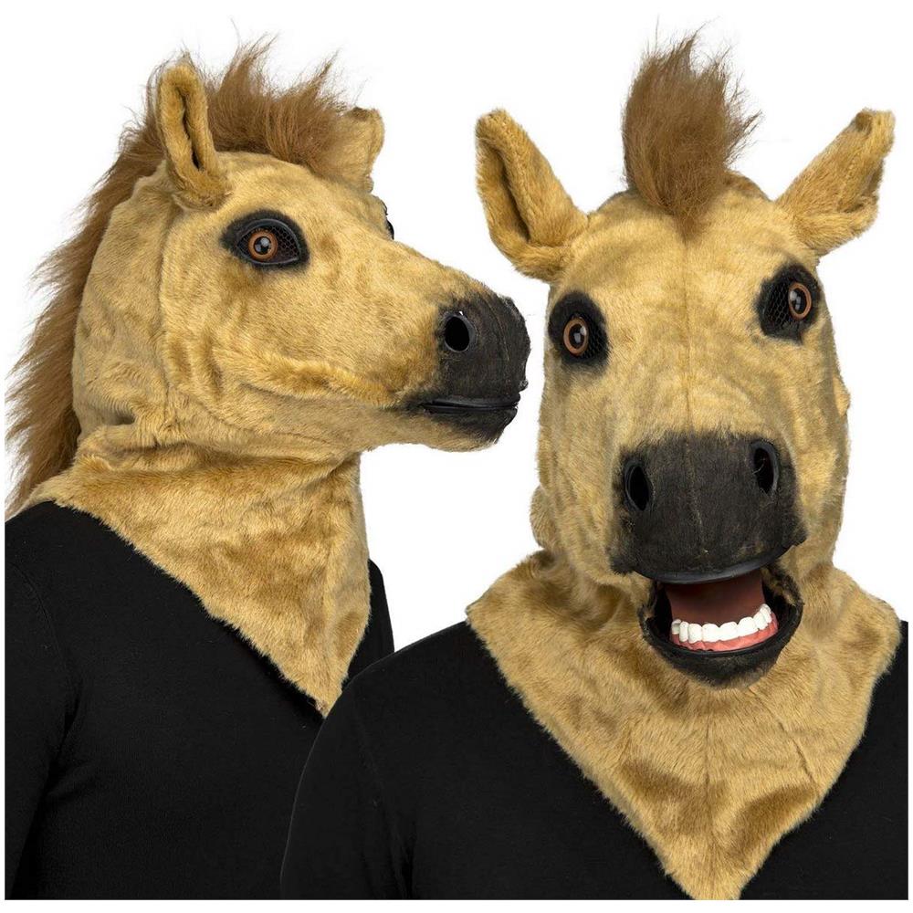 Maschera da cavallo marrone con mascella mobile taglia unica per tutti - Foto 1