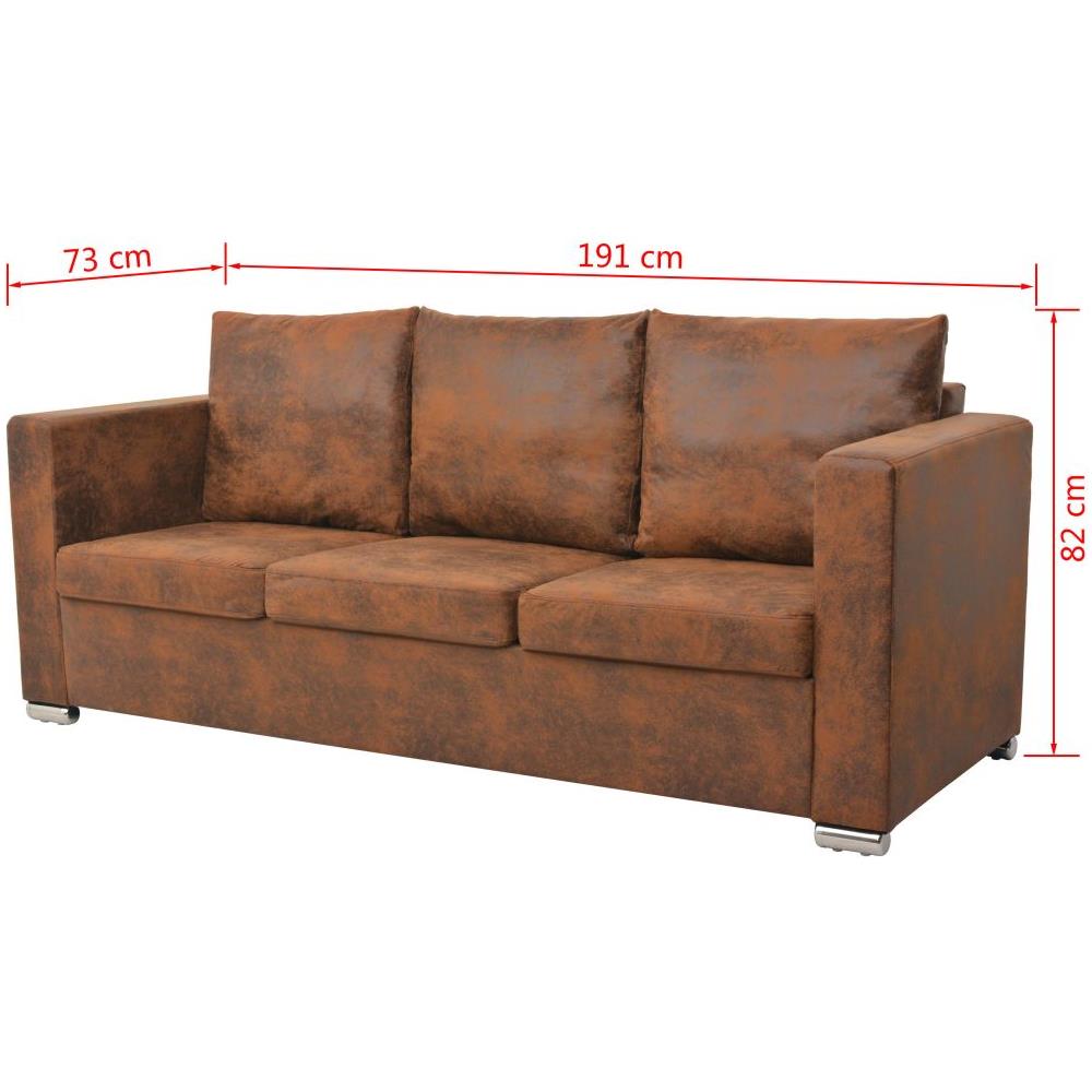 Divani Set 3 Pz In Pelle Scamosciata Artificiale - Foto 7