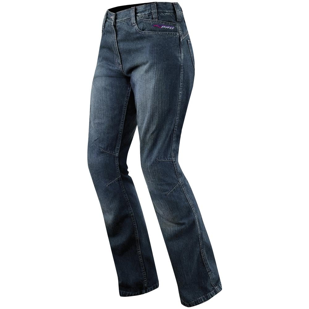 Jeans Donna Protezioni Ce Ginocchio Pantaloni Lady Moto Scooter Custom Blu 26 - Foto 1