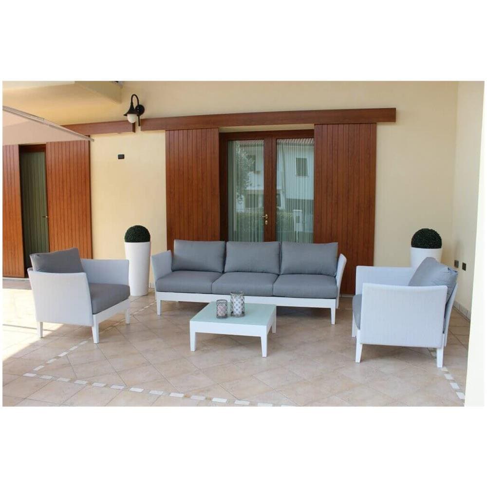 Opus - Salotto Da Giardino 3 Posti In Alluminio Completo Di Cuscini - Foto 3