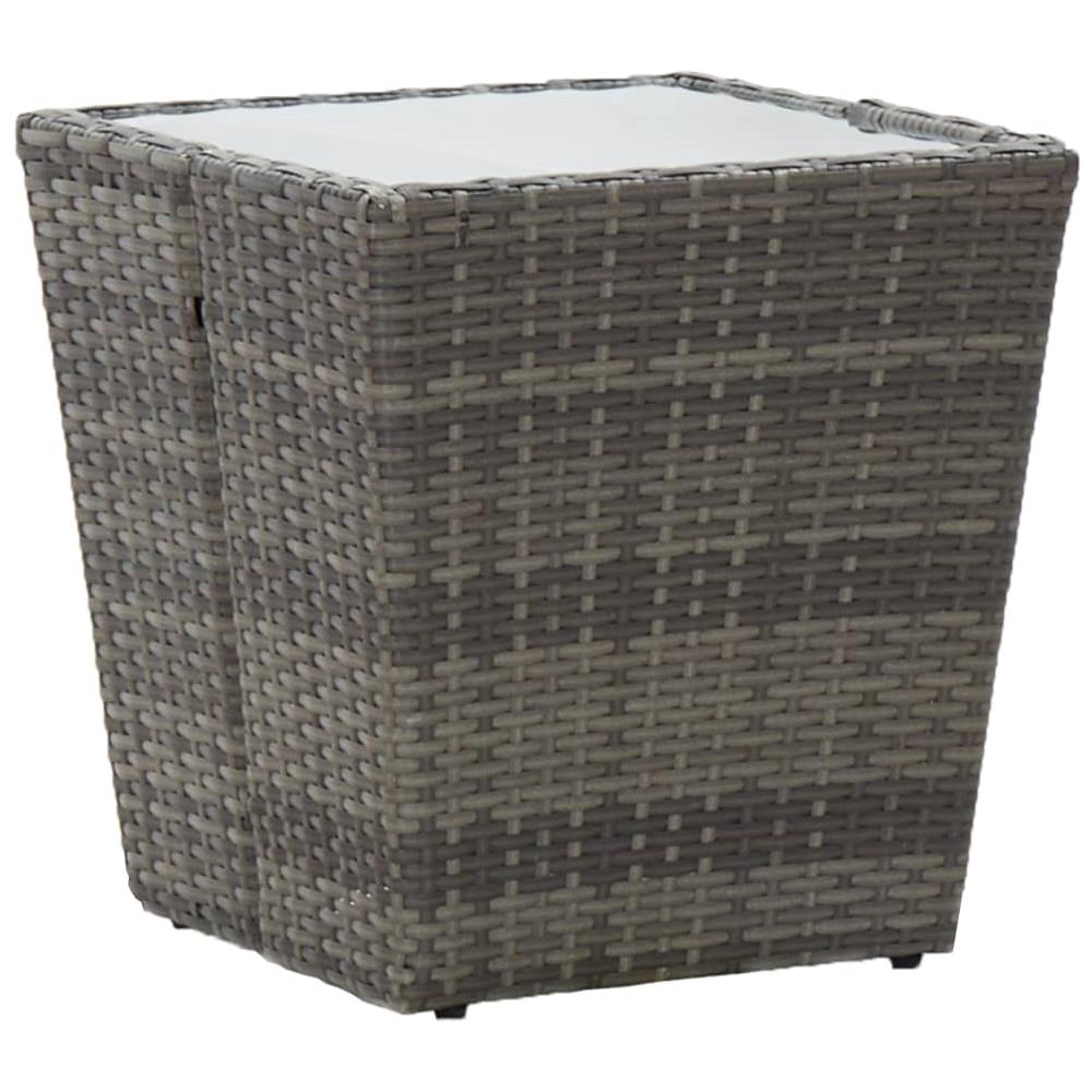 Tavolino Grigio 41,5x41,5x43 Cm In Polyrattan E Vetro Temperato - Foto 1