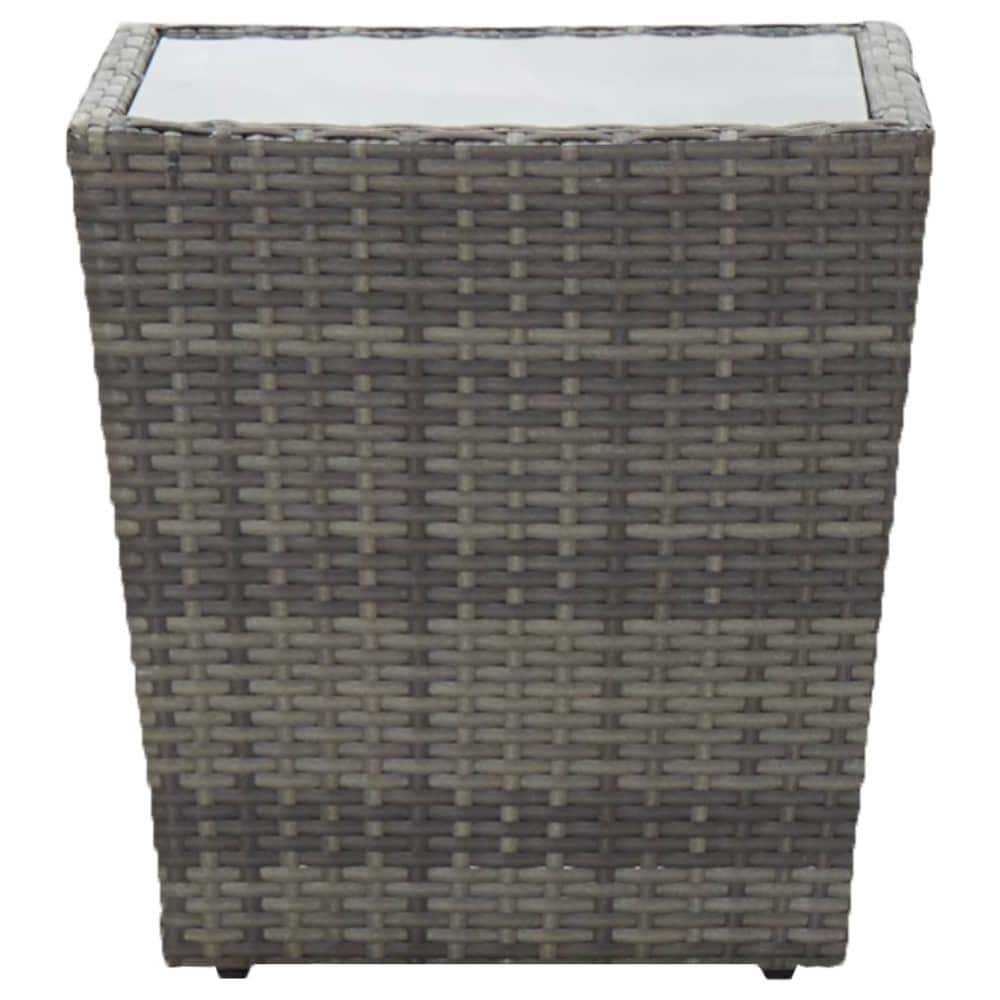 Tavolino Grigio 41,5x41,5x43 Cm In Polyrattan E Vetro Temperato - Foto 2