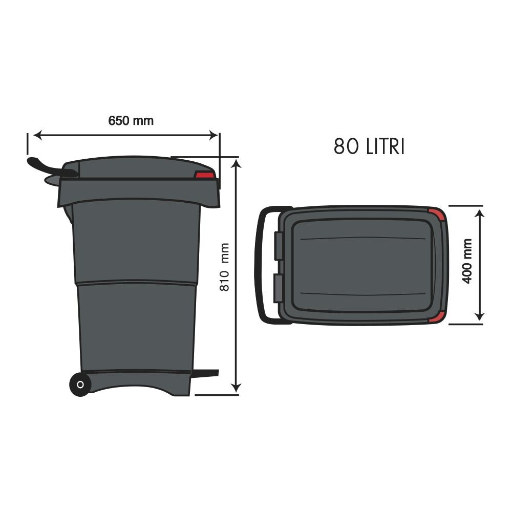 Bidone Con Pedale Porta Rifiuti 80 Litri - Modello Nello - Bianco - Foto 2