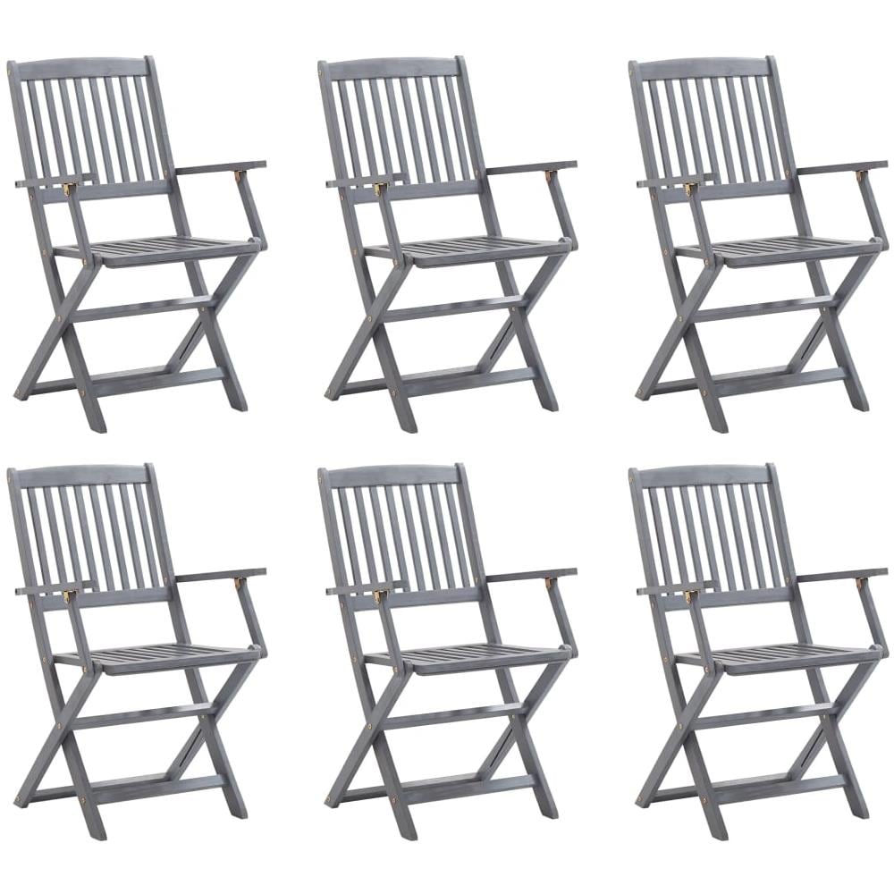 Sedie Da Giardino Pieghevoli 6 Pz In Legno Massello D'acacia - Foto 1