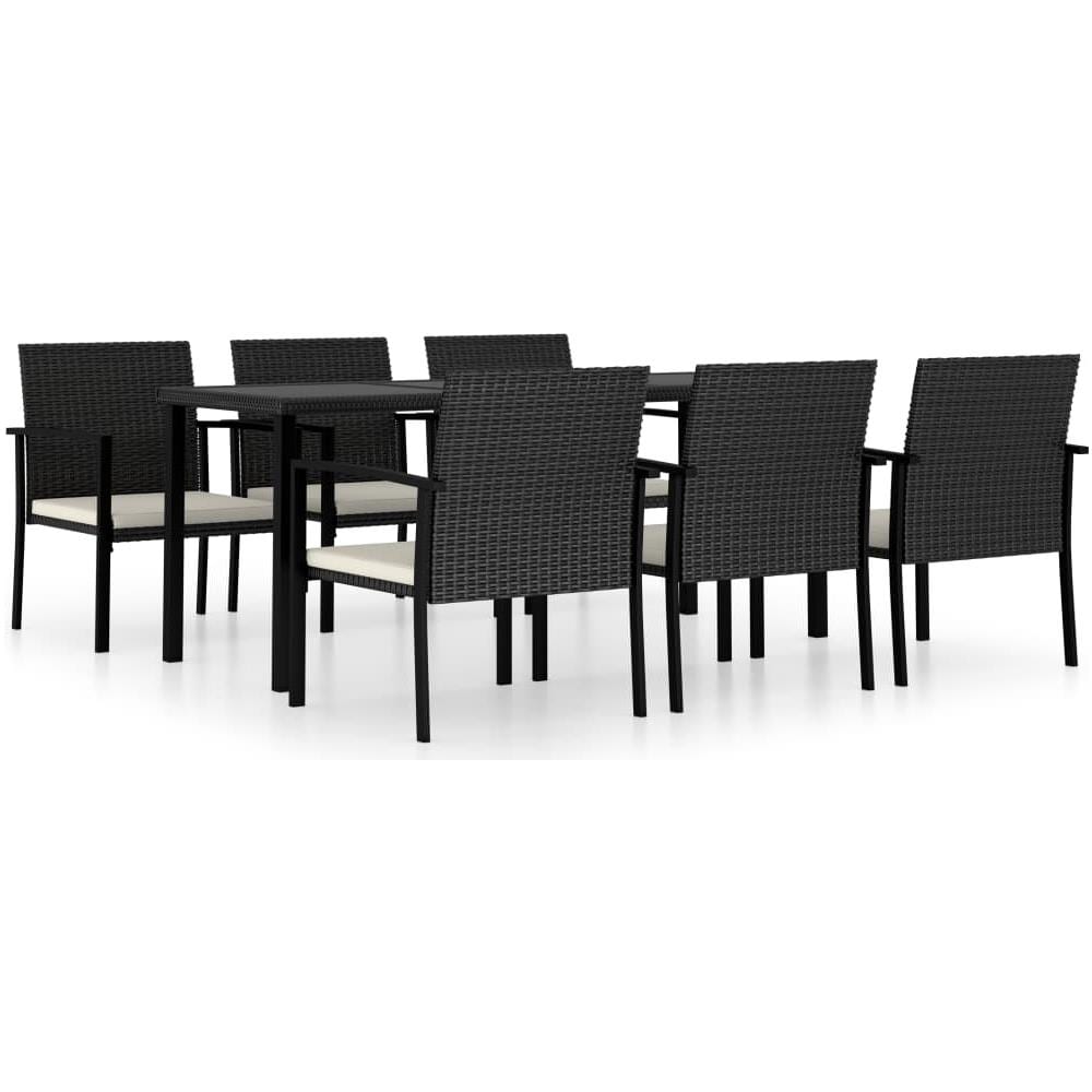 Set Da Pranzo Da Giardino 7 Pz In Polyrattan Nero - Foto 1