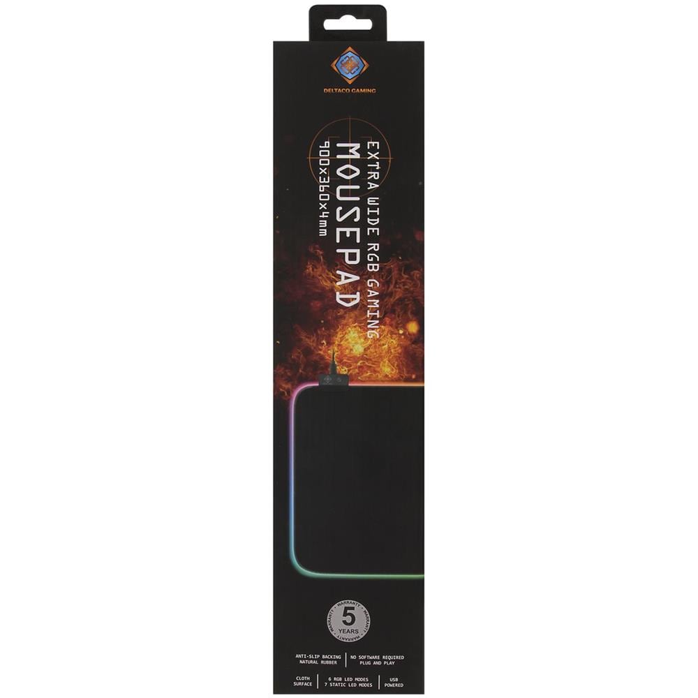 Tappetino Per Mouse Deltaco Gaming Dmp310 Rgb, 900x360x4mm, 13 Modalità Led, Nero - Foto 4