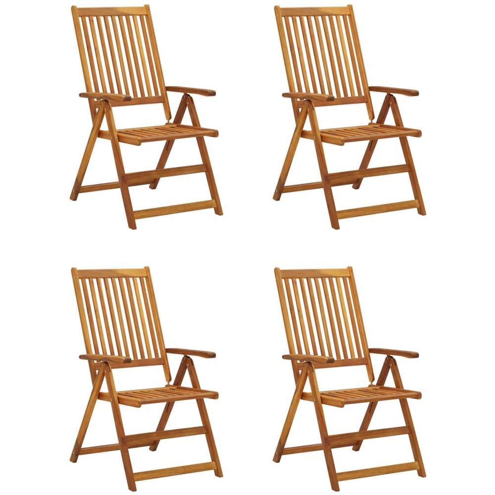 Sedie da Giardino Reclinabili 4 pz con Cuscini Massello Acacia - Foto 2