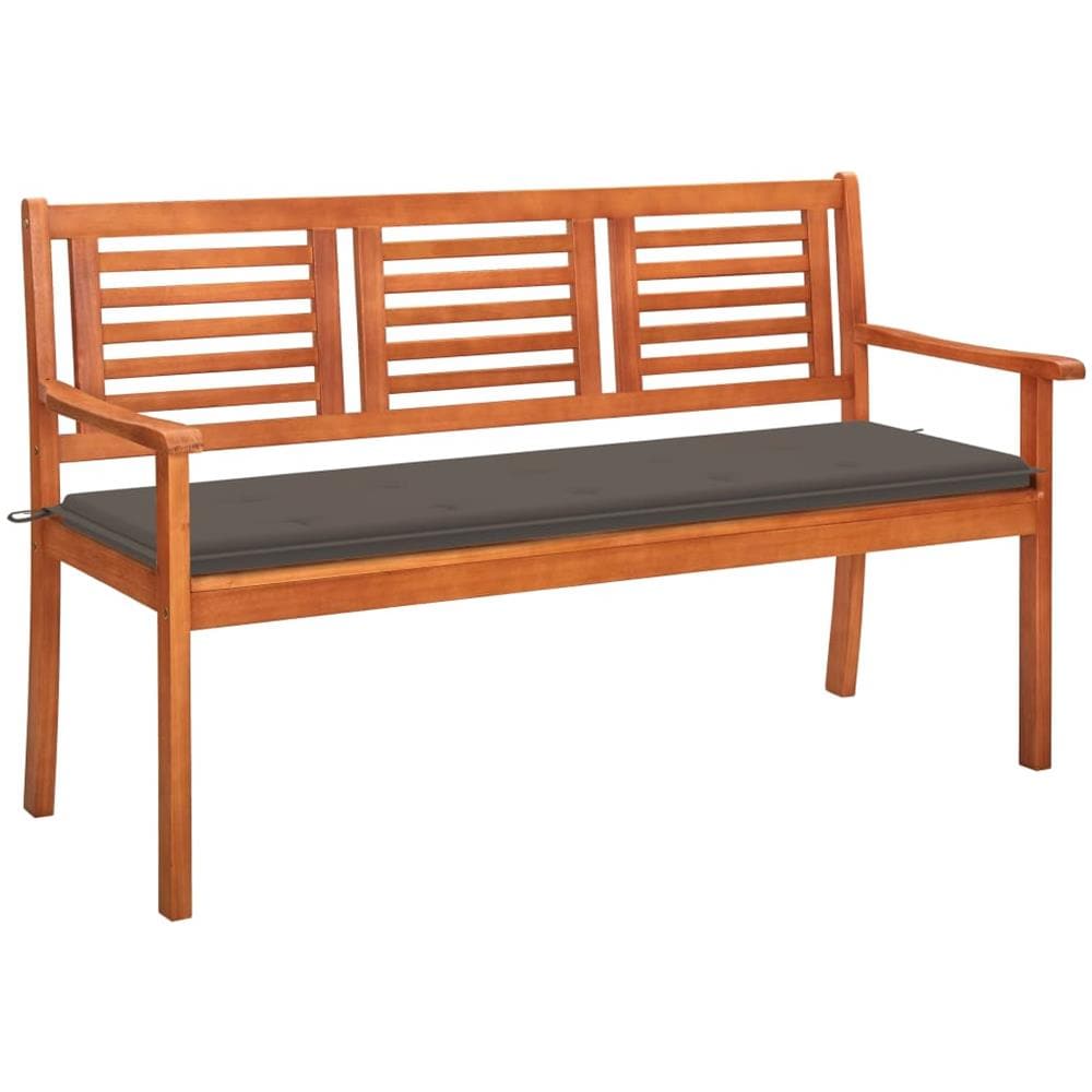 Panchina da Giardino 3 Posti e Cuscino 150cm Massello Eucalipto - Foto 1
