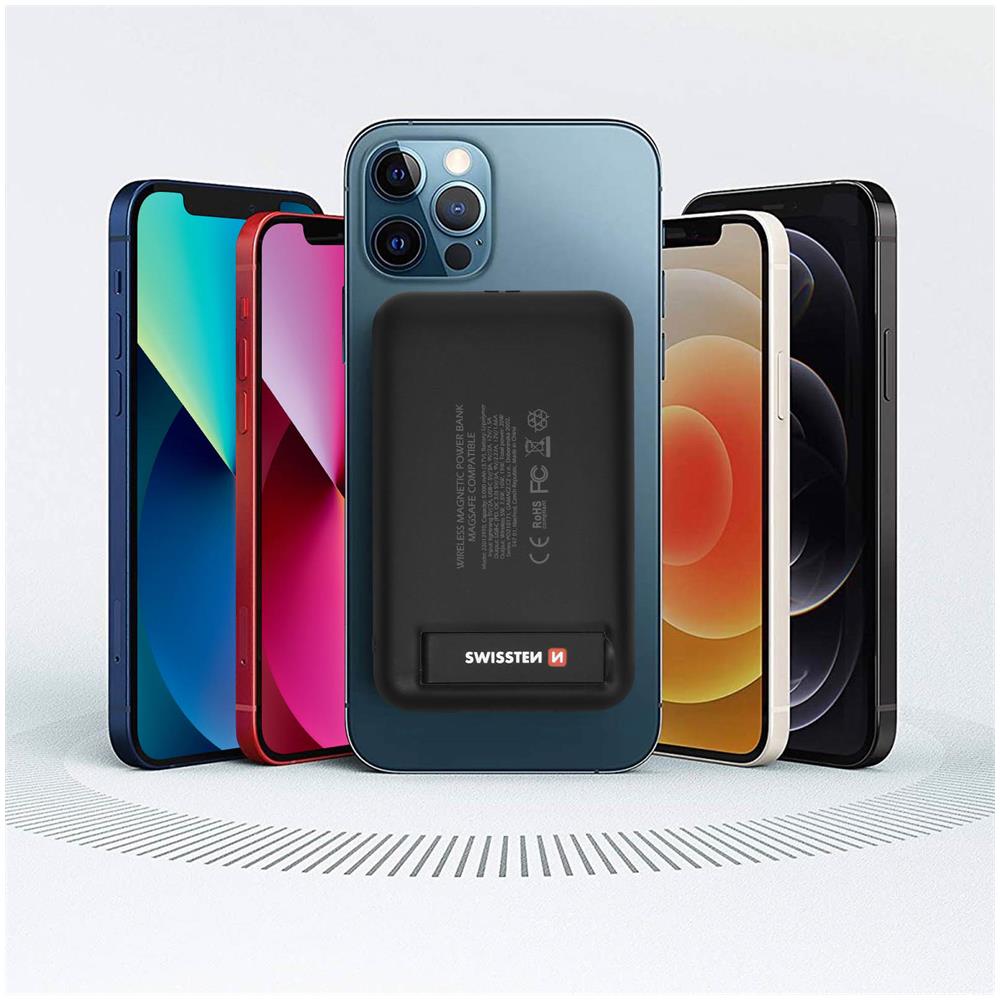 Powerbank Magsafe 5000 Mah Funzione Qi Porta Usb-c Cavalletto Nero - Foto 5