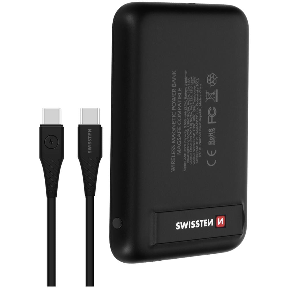 Powerbank Magsafe 5000 Mah Funzione Qi Porta Usb-c Cavalletto Nero - Foto 1