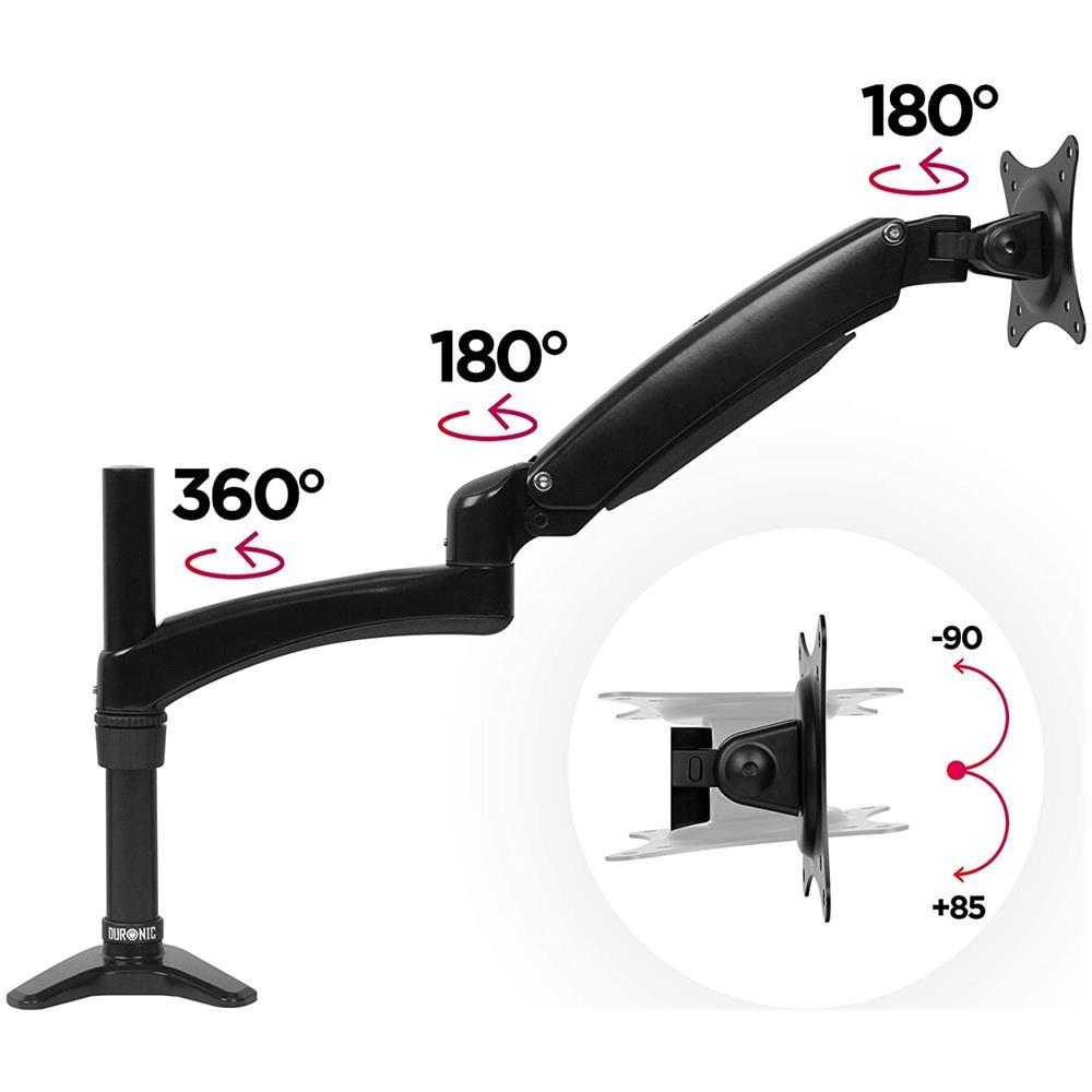 Dm551x2 Supporto Da Scrivania Monitor 15” - 27” Staffa Supporto Monitor / Schermo Con Braccio Estensore Regolazione A Molla Morsetto Tavolo Vesa Max 100 X 100mm Struttura In Aluminio Portata 8kg - Foto 2