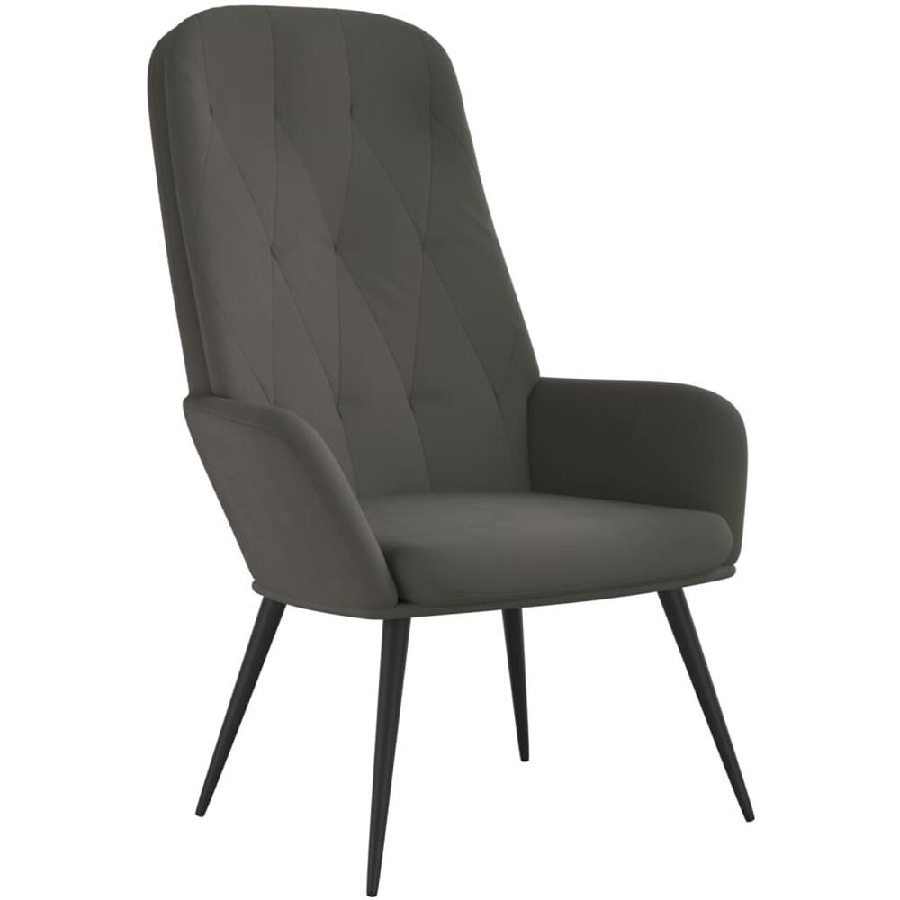 Sedia Relax Grigio Scuro In Velluto - Foto 2