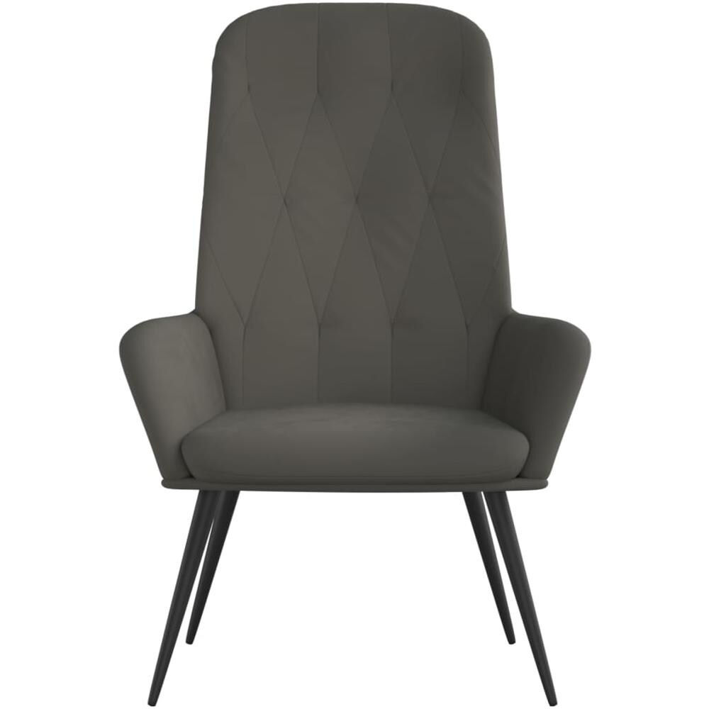 Sedia Relax Grigio Scuro In Velluto - Foto 3