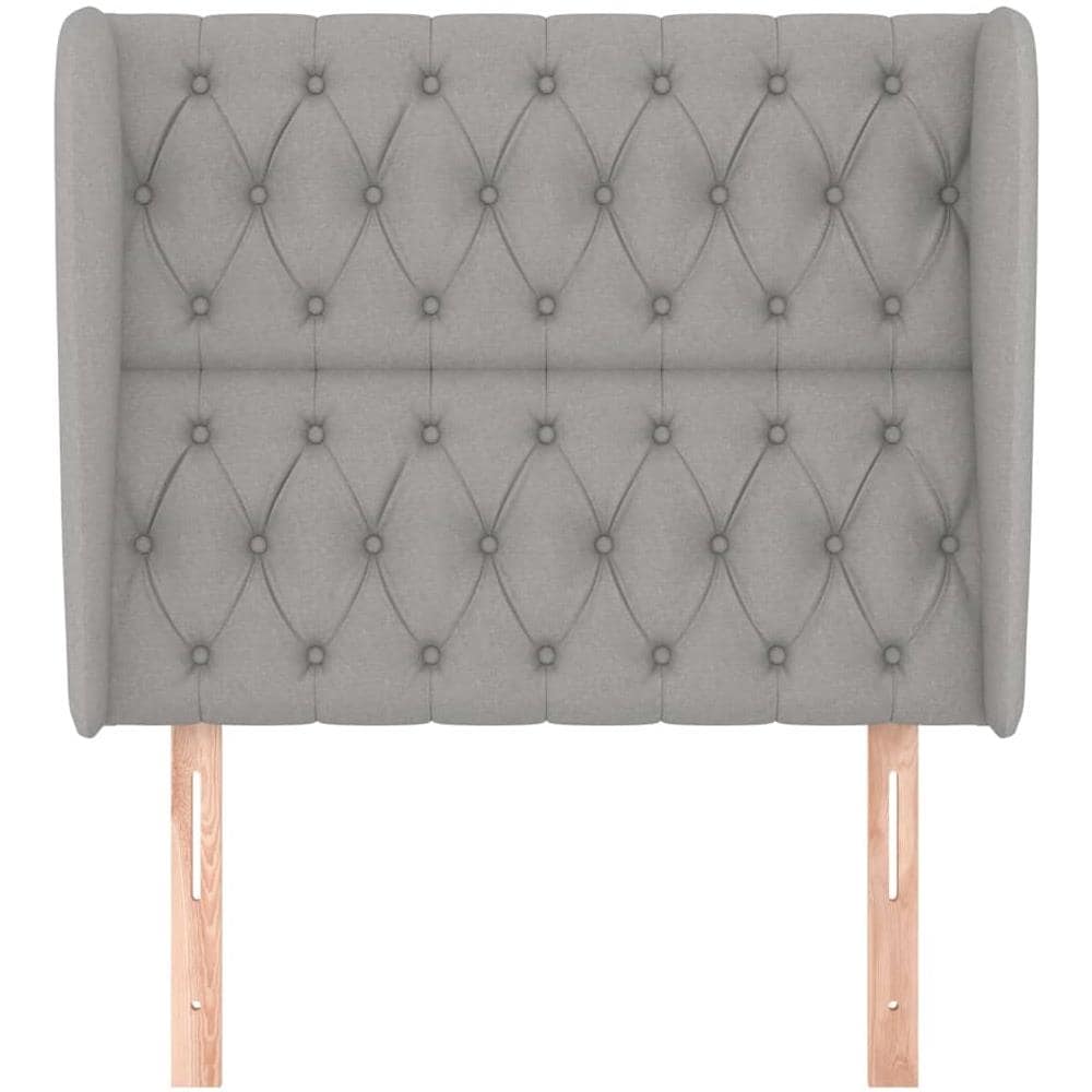 Testiera Ad Orecchio Grigio Chiaro 103x23x118/128 Cm In Tessuto - Foto 3