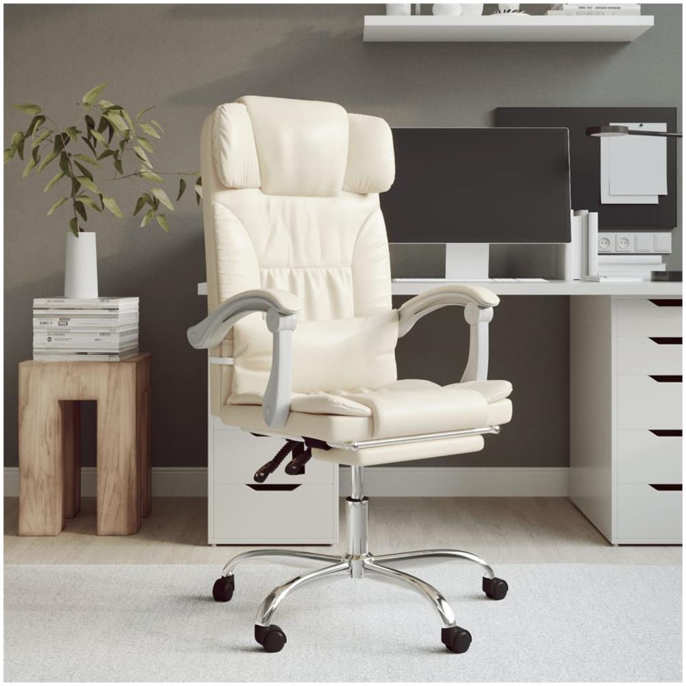 Poltrona Da Ufficio Reclinabile Crema In Similpelle - Foto 1