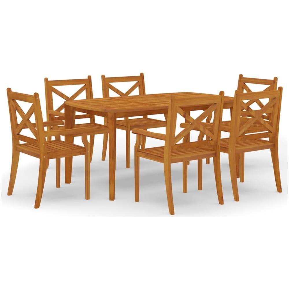 Set Da Pranzo Per Giardino 7 Pz In Legno Massello Di Acacia - Foto 2