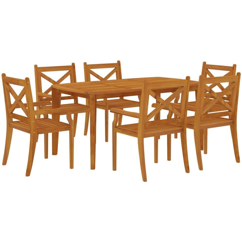 Set Da Pranzo Per Giardino 7 Pz In Legno Massello Di Acacia - Foto 3