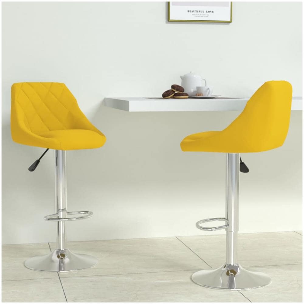 Sgabelli Da Bar 2 Pz Giallo Senape In Velluto - Foto 1